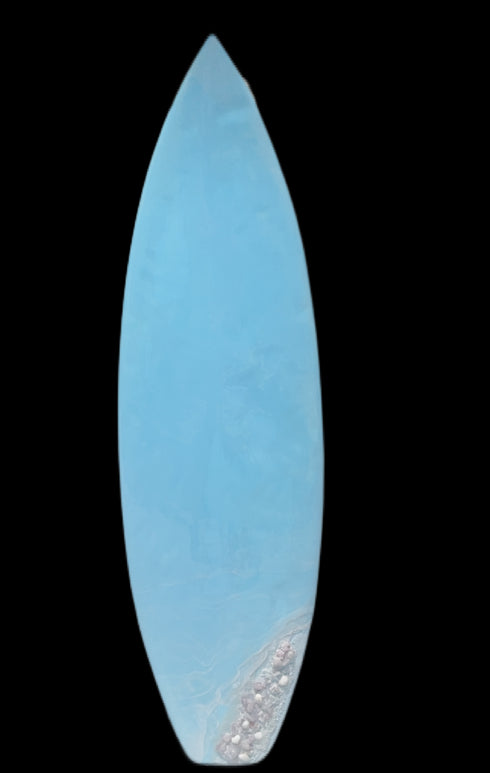 white sand beach surfboard art